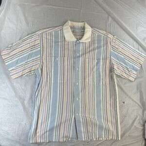 Vintage 80s Christian Dior Multicolor Button Up Shirt Mens Large Short Sleeve